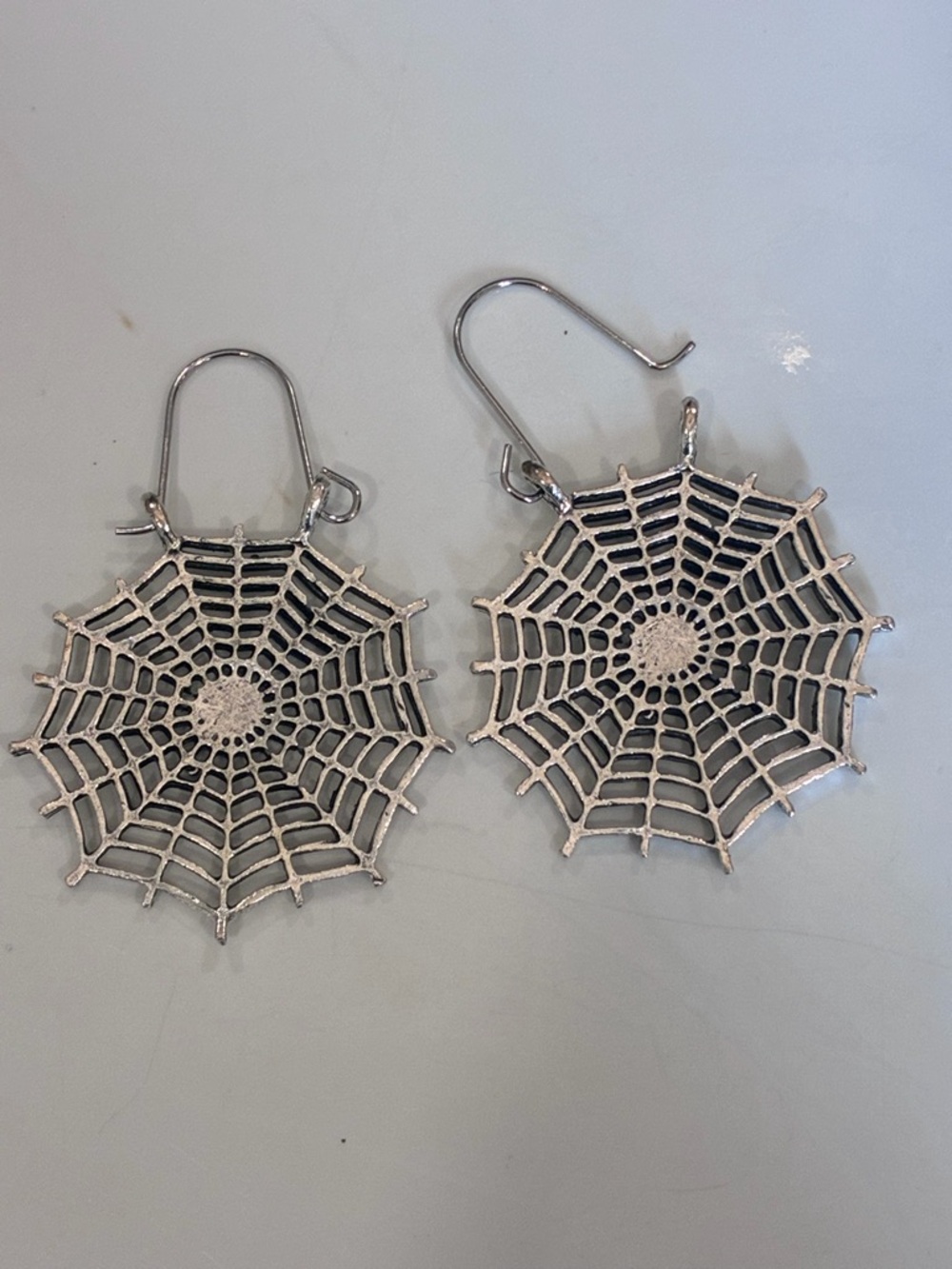 Silver Spiderweb Drop Earrings - Women's Fashion Jewelry